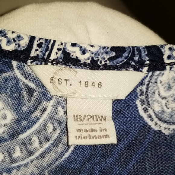 Blue & white paisley dress 18/20W - Picture 3 of 4